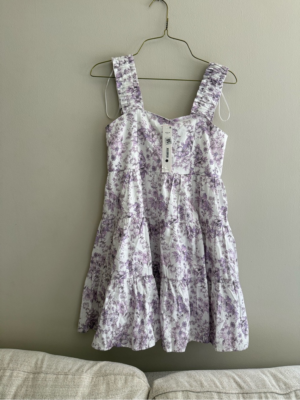 NWT Bloomingdale’s Girls Purple White Floral Tiered Sundress